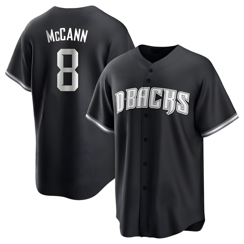 Silnrao A.Diamondbacks #8 James McCann Player White Replica Black 2026 World Series Stitched Jersey