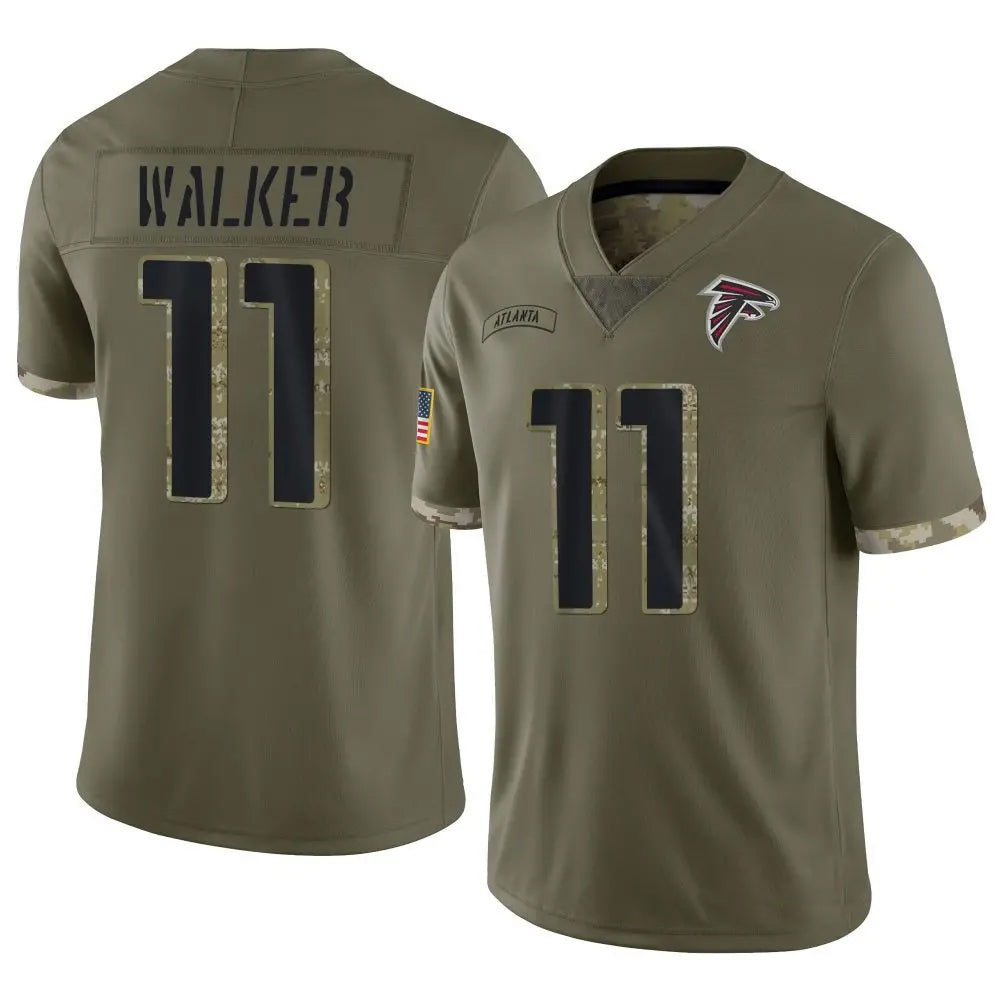 Silnrao A.Falcons #11 Jalon Walker Player Salute To Service Olive Stitched Jerseys