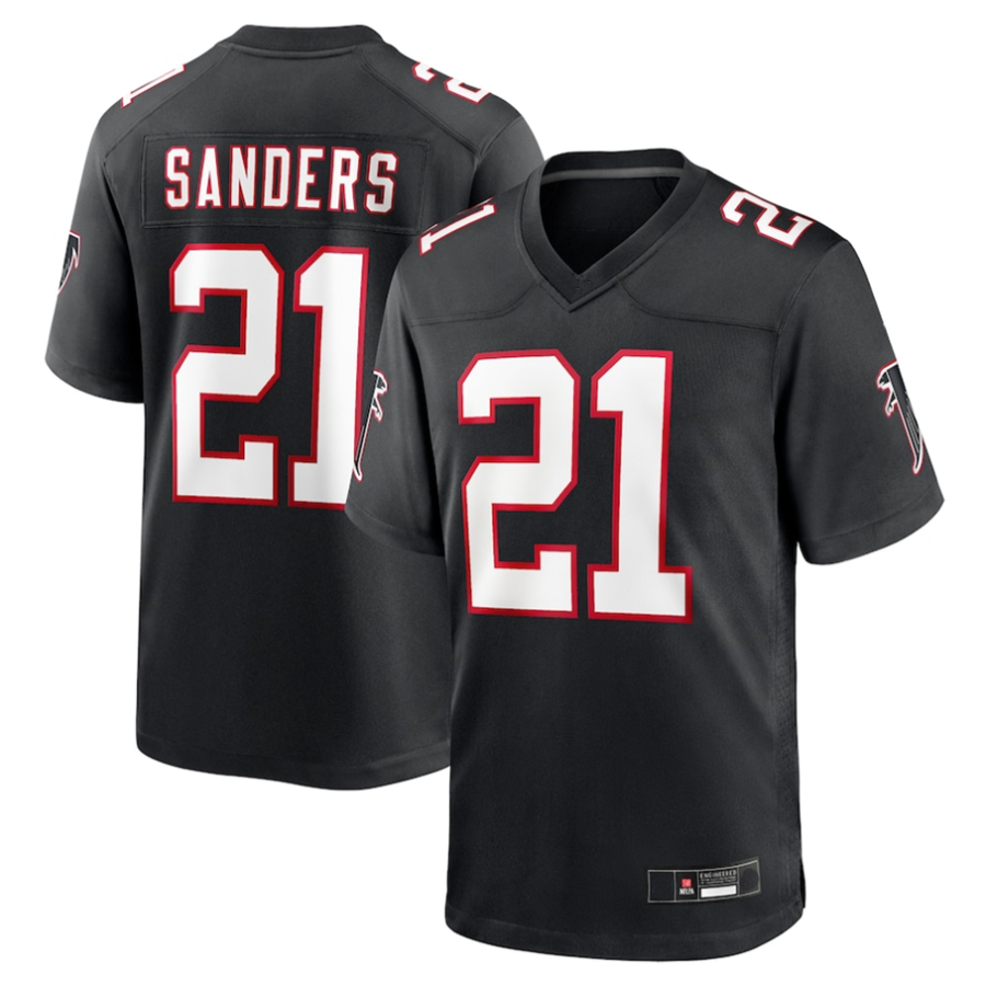 Silnrao A.Falcons #21 Deion Sanders Black Player Game Stitched Jerseys