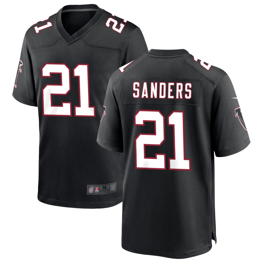 Silnrao A.Falcons #21 Deion Sanders Player Black Throwback Limited Stitched Jerseys
