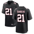 Silnrao A.Falcons #21 Deion Sanders Player Black Throwback Limited Stitched Jerseys