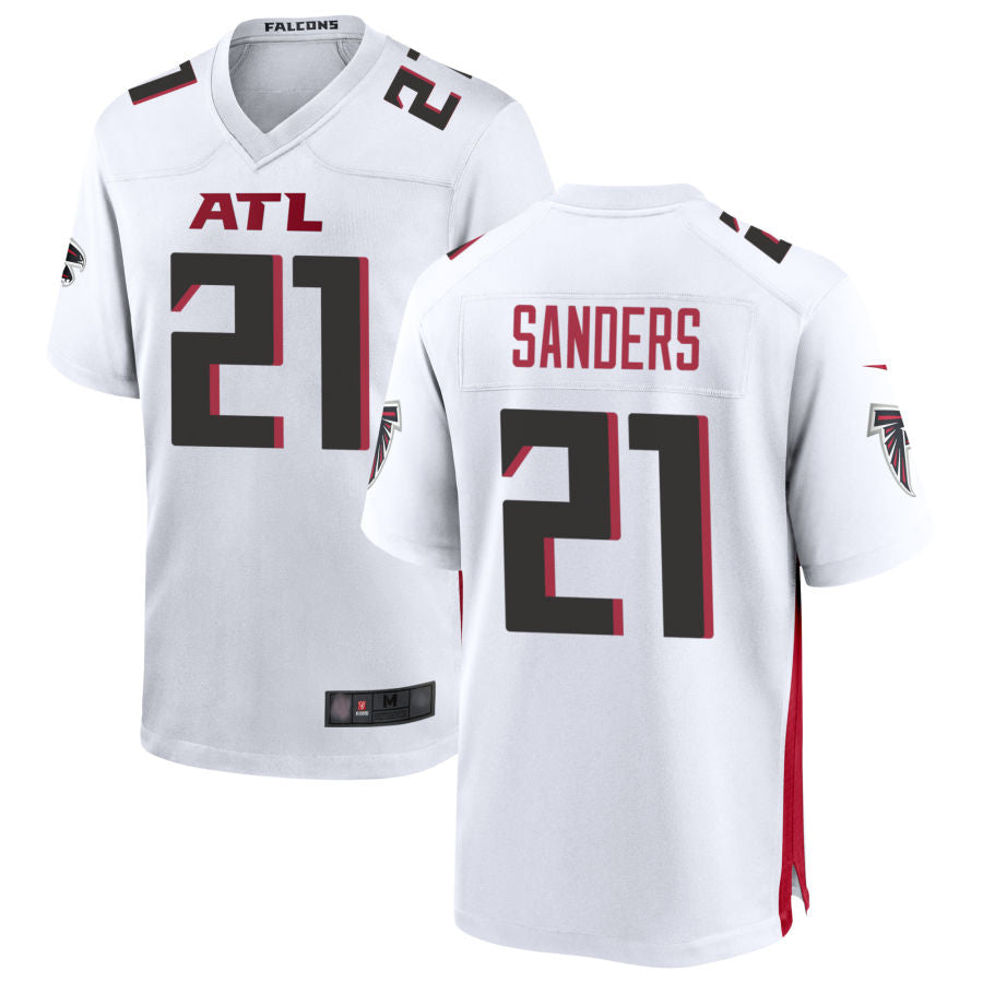 Silnrao A.Falcons #21 Deion Sanders Player White Home Game Stitched Jerseys