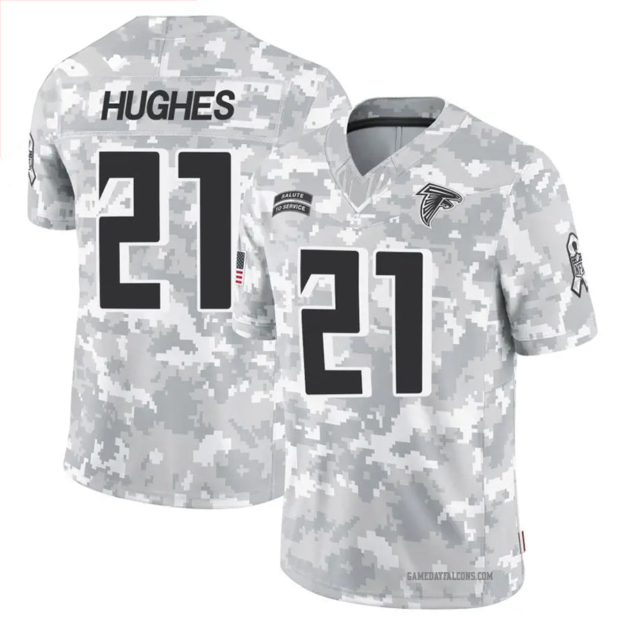 Silnrao A.Falcons #21 Mike Hughes Player Arctic Camo Salute to Service Limited Stitched Jerseys