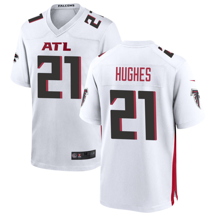 Silnrao A.Falcons #21 Mike Hughes Player White Home Game Stitched Jerseys