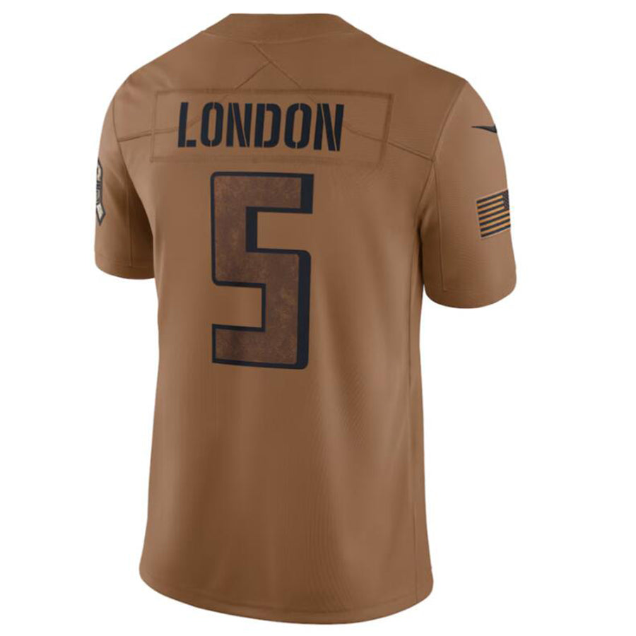 Silnrao A.Falcons #5 Drake London Brown 2023 Salute To Service Limited Jersey American Stitched Jerseys