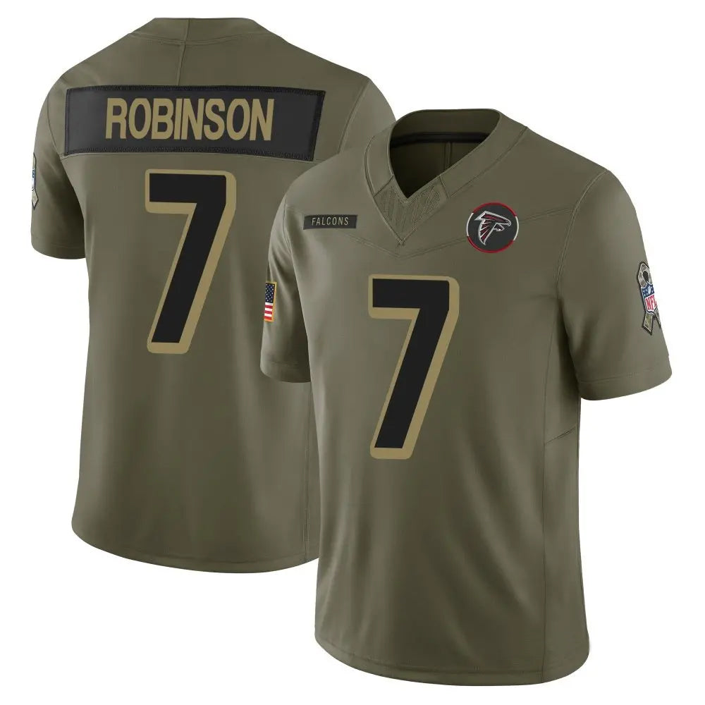 Silnrao A.Falcons #7 Bijan Robinson Player Salute To Service Olive Stitched Jerseys