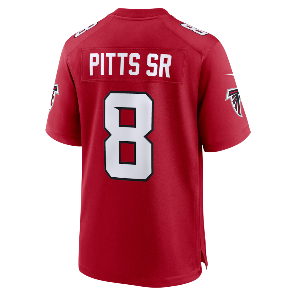 Silnrao A.Falcons #8 Kyle Pitts Sr. Nike Red Game Stadium Jerseys