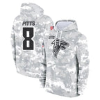 Silnrao A.Falcons #8 Kyle Pitts Player Arctic Camo Salute to Service Limited Hoodie Stitched Jerseys