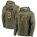Silnrao A.Falcons #8 Kyle Pitts Player Salute to Service Club Fleece Olive Hoodie Stitched Jerseys