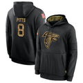 Silnrao A.Falcons #8 Kyle Pitts Player Salute to Service Limited Black Hoodie Stitched Jerseys