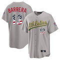 Silnrao Athletics #13 Luis Barrera Player Gray USA 250 Fourth of July Home Game Stitched Jerseys