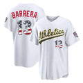 Silnrao Athletics #13 Luis Barrera Player White USA 250 Fourth of July Home Game Stitched Jerseys