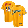 Silnrao Athletics #15 Seth Brown Player Gold USA 250 Fourth of July Home Game Stitched Jerseys