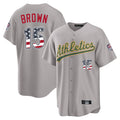 Silnrao Athletics #15 Seth Brown Player Gray USA 250 Fourth of July Home Game Stitched Jerseys