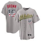 Silnrao Athletics #15 Seth Brown Player Gray USA 250 Fourth of July Home Game Stitched Jerseys