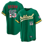 Silnrao Athletics #15 Seth Brown Player Kelly Green USA 250 Fourth of July Home Game Stitched Jerseys