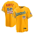 Silnrao Athletics #16 Nick Kurtz Player Gold USA 250 Fourth of July Home Game Stitched Jerseys