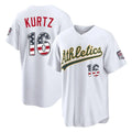 Silnrao Athletics #16 Nick Kurtz Player White USA 250 Fourth of July Home Game Stitched Jerseys