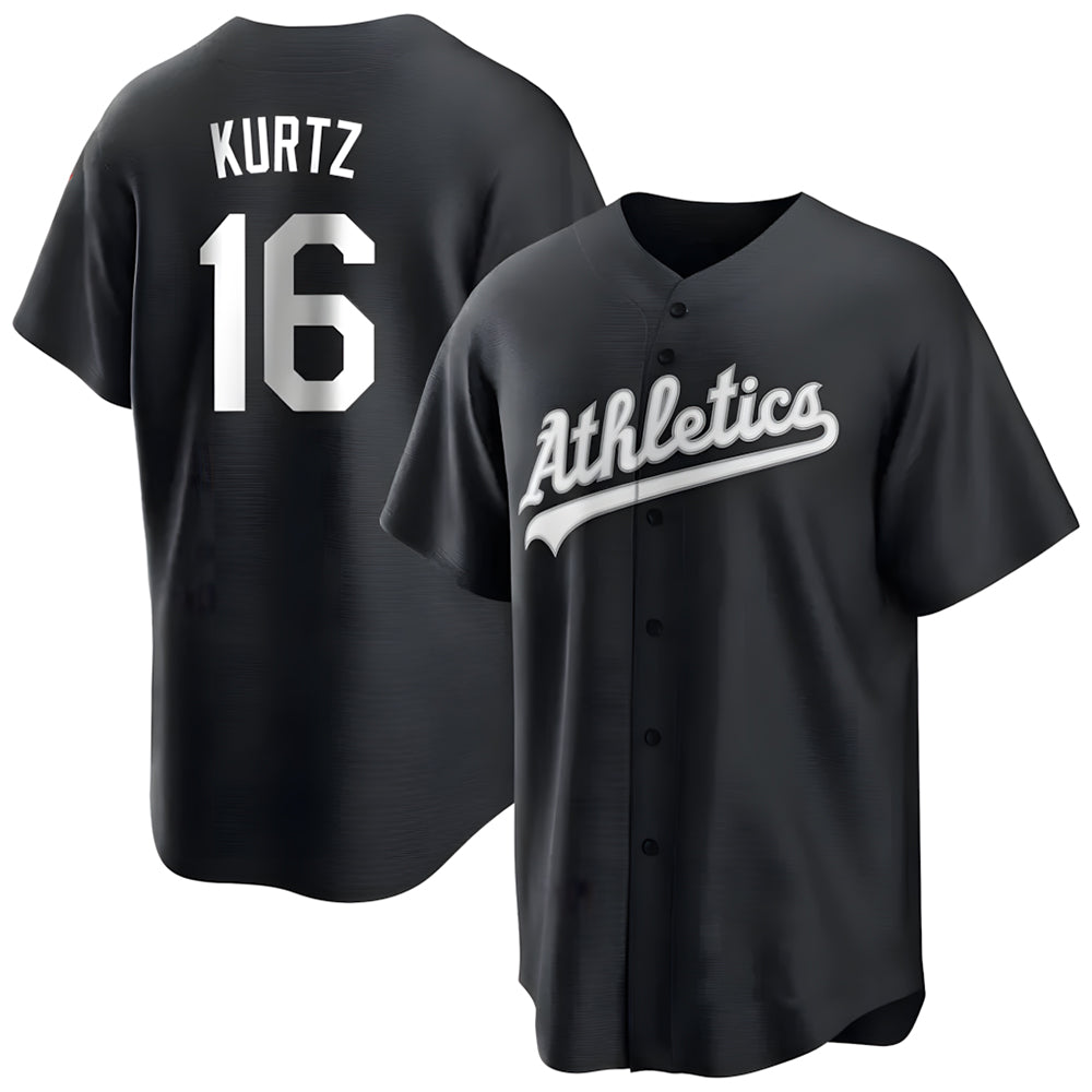 Silnrao Athletics #16 Nick Kurtz Player Black Game Stitched Jerseys