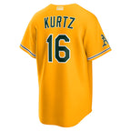 Silnrao Athletics #16 Nick Kurtz Player Gold Alternate Stadium Stitched Jerseys
