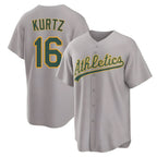 Silnrao Athletics #16 Nick Kurtz Player Gray Home Game Stitched Jerseys