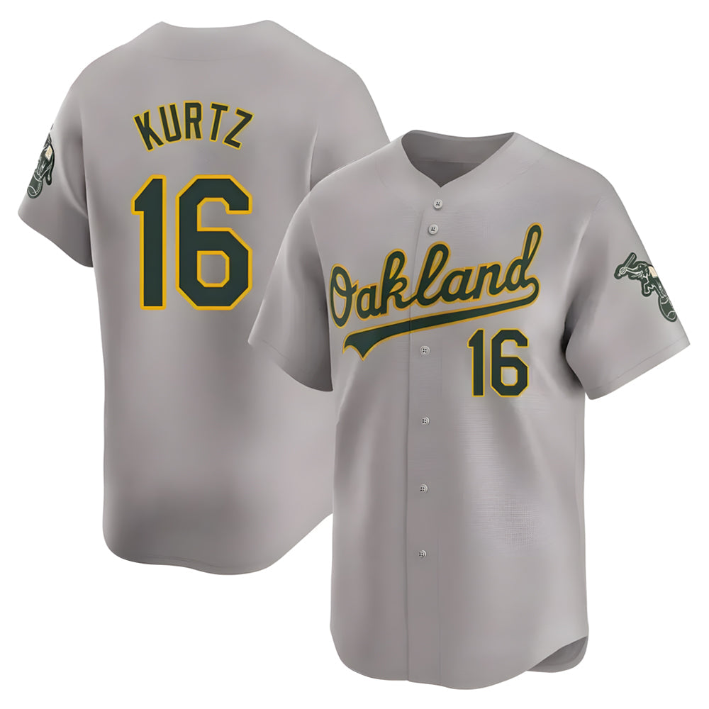 Silnrao Athletics #16 Nick Kurtz Player Grey Home Limited Stitched Jerseys