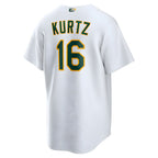 Silnrao Athletics #16 Nick Kurtz Player White Home Game Stitched Jerseys