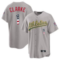 Silnrao Athletics #1 Denzel Clarke Player Gray USA 250 Fourth of July Home Game Stitched Jerseys