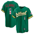 Silnrao Athletics #1 Denzel Clarke Player Kelly Green USA 250 Fourth of July Home Game Stitched Jerseys