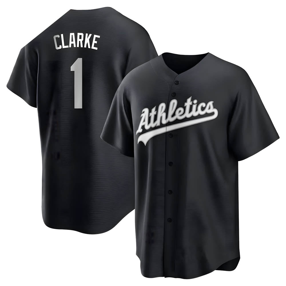 Silnrao Athletics #1 Denzel Clarke player Black&White Replica Stitched Jersey