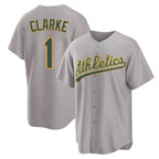 Silnrao Athletics #1 Denzel Clarke player Gray Replica Away Stitched Jersey