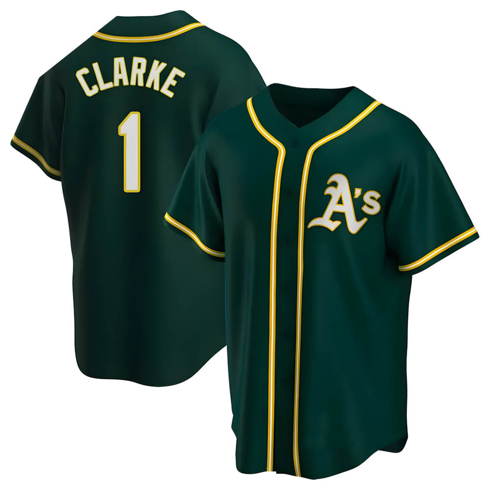 Silnrao Athletics #1 Denzel Clarke player Green Replica Alternate Stitched Jersey
