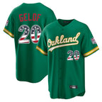 Silnrao Athletics #20 Zack Gelof Player Kelly Green USA 250 Fourth of July Home Game Stitched Jerseys