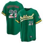 Silnrao Athletics #21 Tyler Soderstrom Player Kelly Green USA 250 Fourth of July Home Game Stitched Jerseys