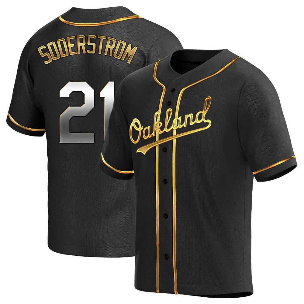 Silnrao Athletics #21 Tyler Soderstrom player Black Replica Pitch Fashion Stitched Jersey