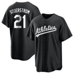 Silnrao Athletics #21 Tyler Soderstrom player Black&White Replica Stitched Jersey