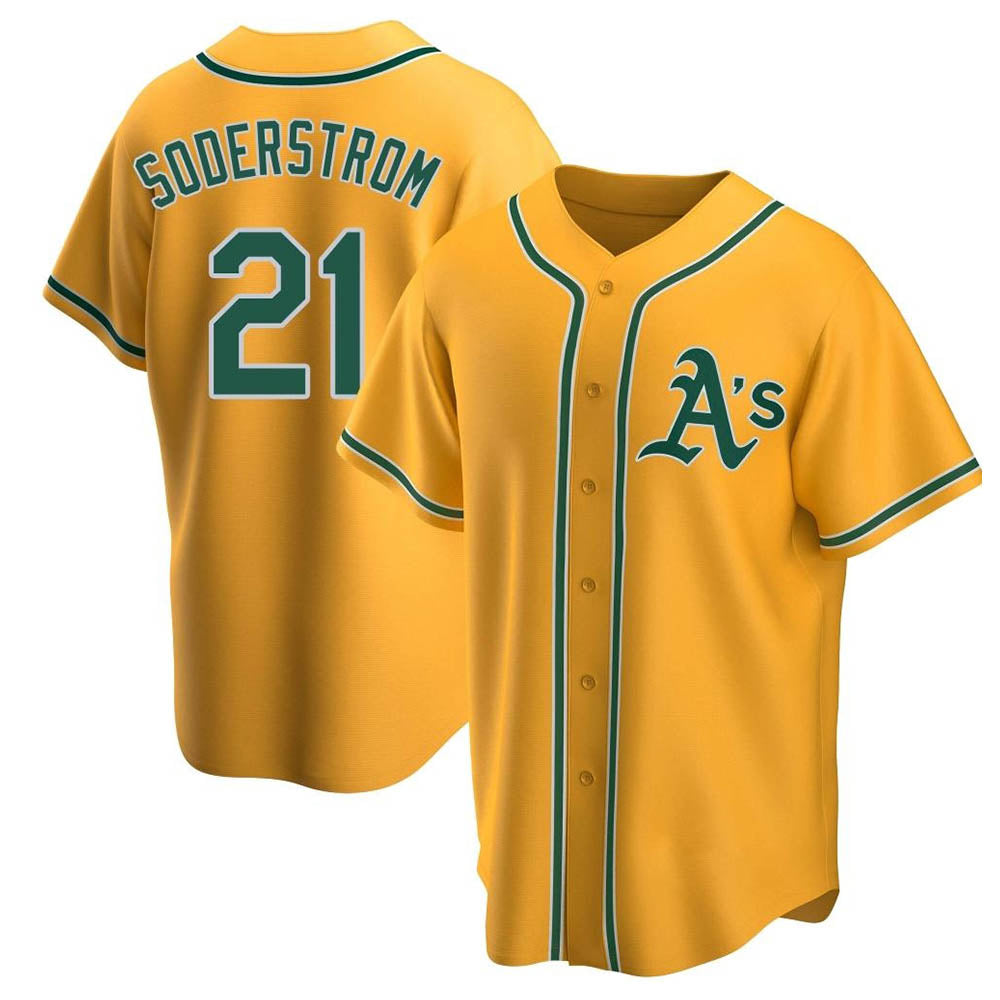 Silnrao Athletics #21 Tyler Soderstrom player Gold Replica Alternate Stitched Jersey