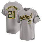 Silnrao Athletics #21 Tyler Soderstrom player Gray Limited Away Stitched Jersey