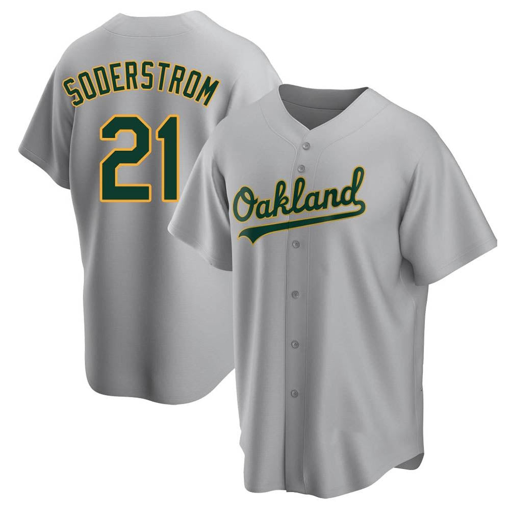 Silnrao Athletics #21 Tyler Soderstrom player Gray Replica Road Stitched Jersey