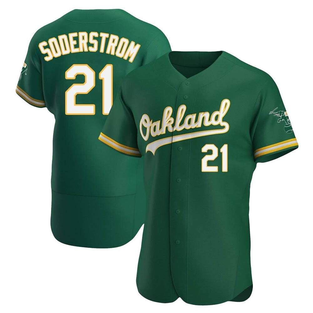Silnrao Athletics #21 Tyler Soderstrom player Green Authentic Kelly Alternate Stitched Jersey