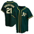 Silnrao Athletics #21 Tyler Soderstrom player Green Replica Alternate Stitched Jersey
