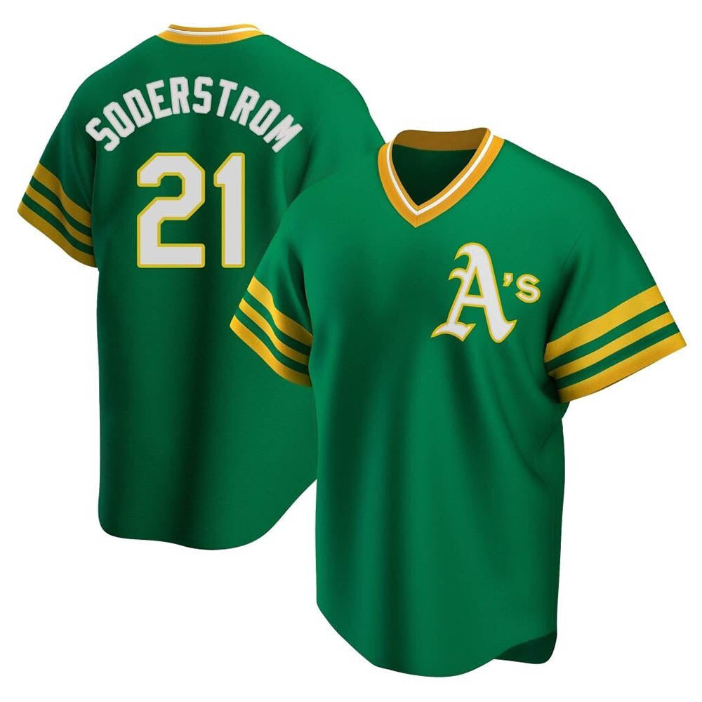 Silnrao Athletics #21 Tyler Soderstrom player Green Replica Cooperstown Collection Stitched Jersey