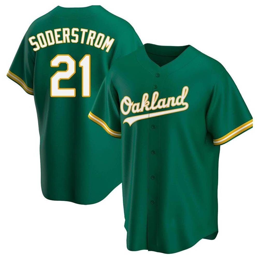 Silnrao Athletics #21 Tyler Soderstrom player Green Replica Kelly Alternate Stitched Jersey