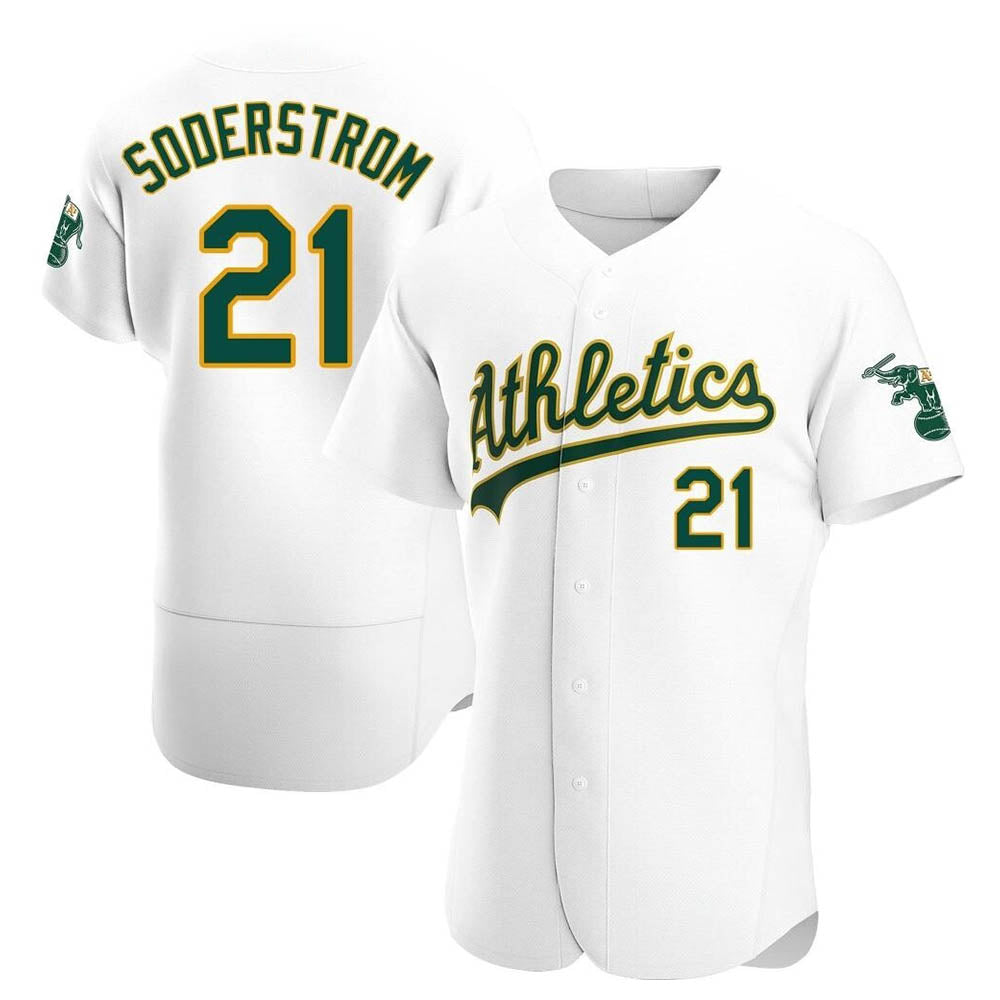 Silnrao Athletics #21 Tyler Soderstrom player White Authentic Home Stitched Jersey