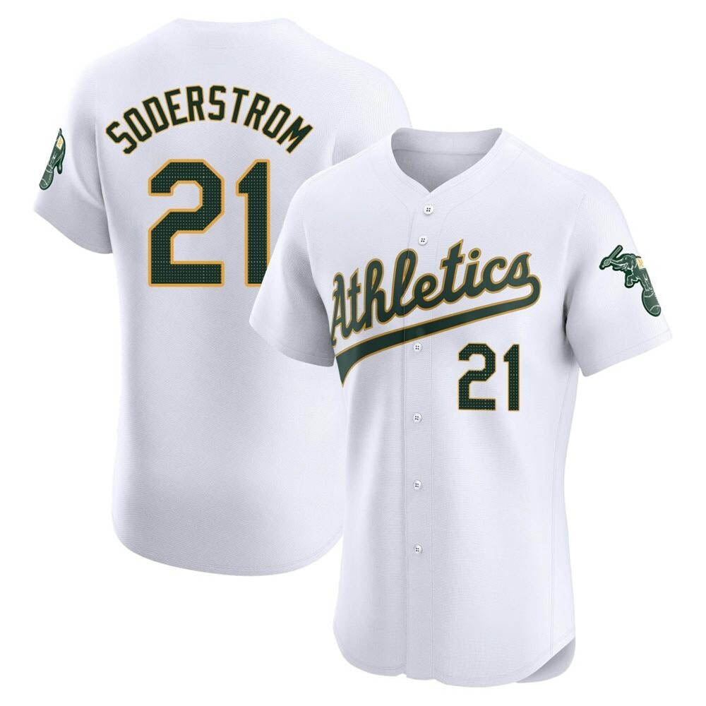 Silnrao Athletics #21 Tyler Soderstrom player White Elite Home Stitched Jersey