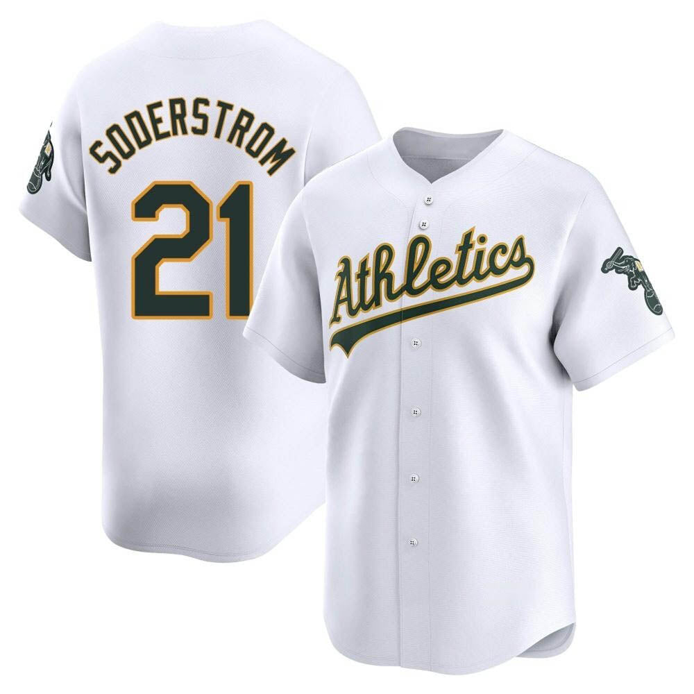 Silnrao Athletics #21 Tyler Soderstrom player White Limited Home Stitched Jersey