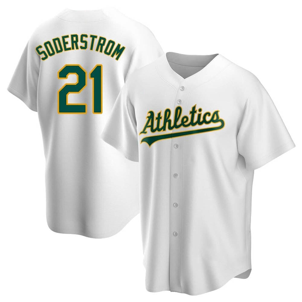 Silnrao Athletics #21 Tyler Soderstrom player White Replica Home Stitched Jersey