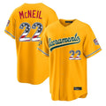 Silnrao Athletics #22 Jeff McNeil Player Gold USA 250 Fourth of July Home Game Stitched Jerseys