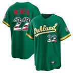 Silnrao Athletics #22 Jeff McNeil Player Kelly Green USA 250 Fourth of July Home Game Stitched Jerseys