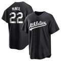 Silnrao Athletics #22 Jeff McNeil player Black&White Replica Stitched Jersey
